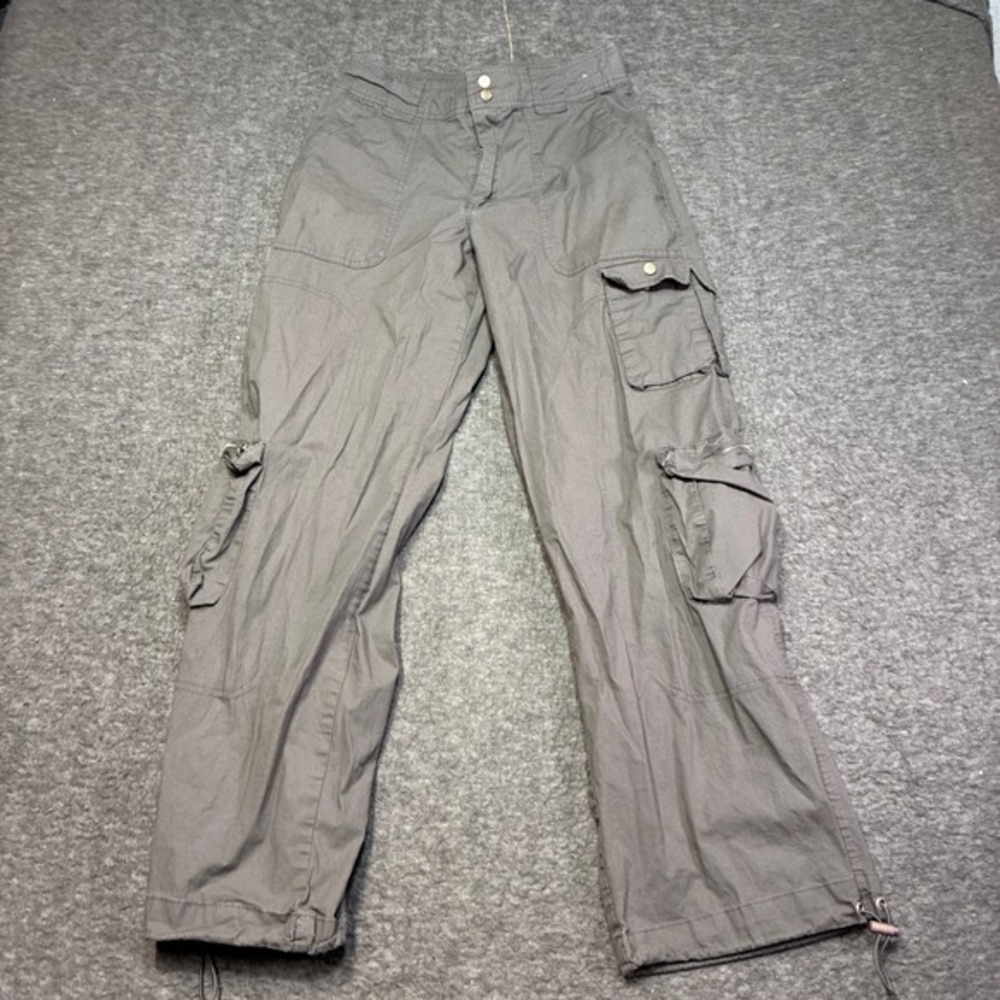 Rachel Paige Cargo Pants Women Small Gray Low Rise‎ Y2K Drawstring Hem